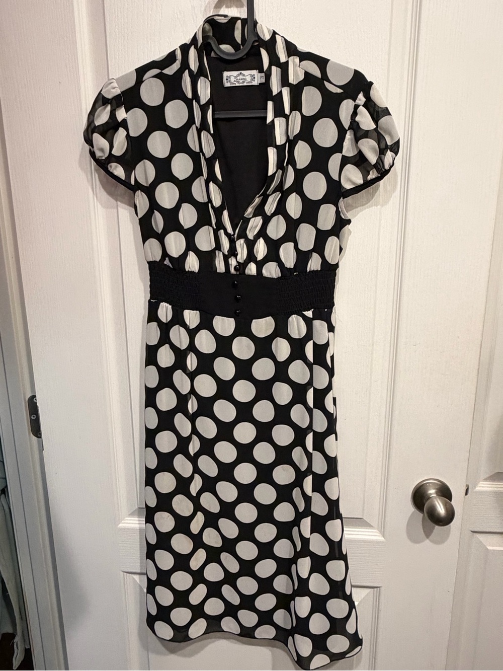 Trixxi Black and White Polka Dot Short Sleeve Dress